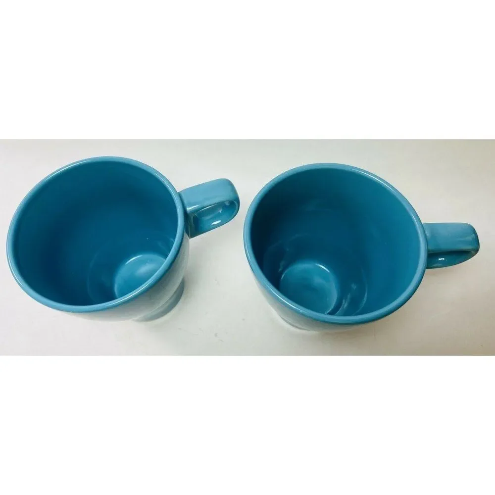 IKEA Fargrit Stacking Coffee Tea Mug Teal Blue Set of 2